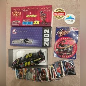 Ricky Rud Lot 66 NASCAR Trading Cards And 2 Cars #28 Havoline Muppets